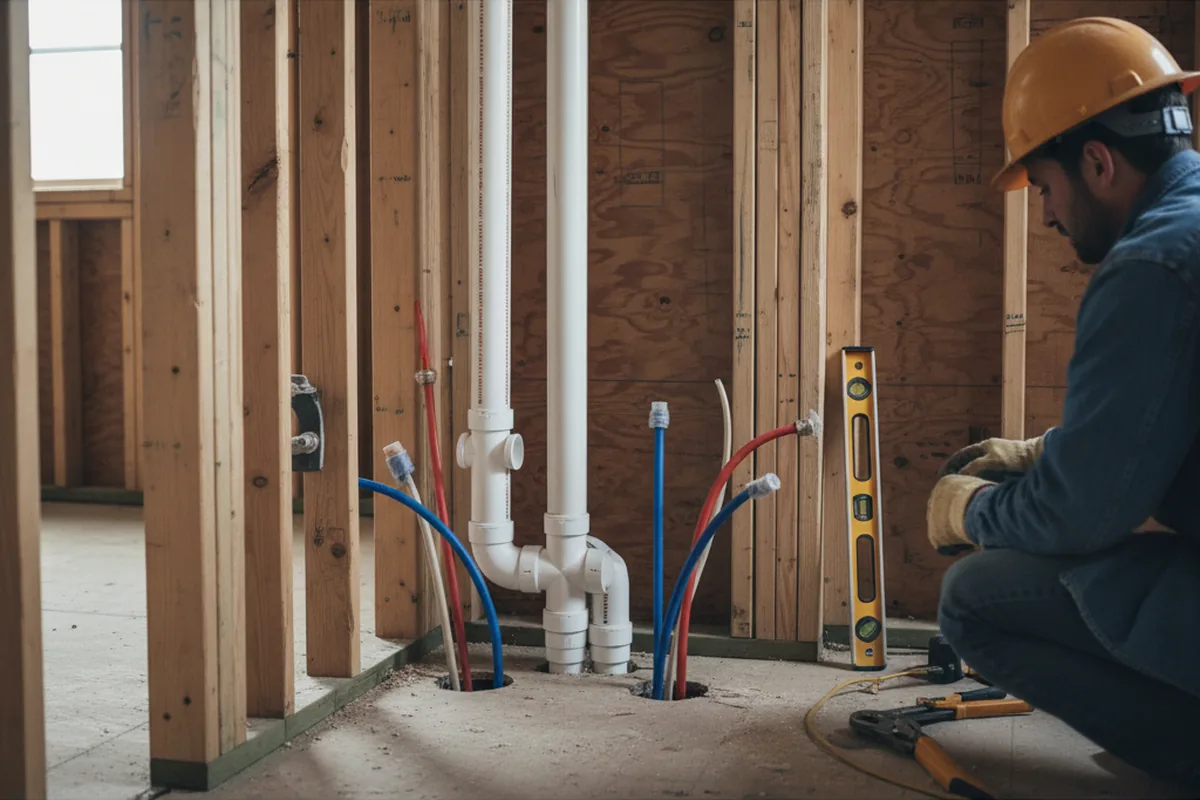 Drain and supply rough-in during Sump Pump Repair in Davis